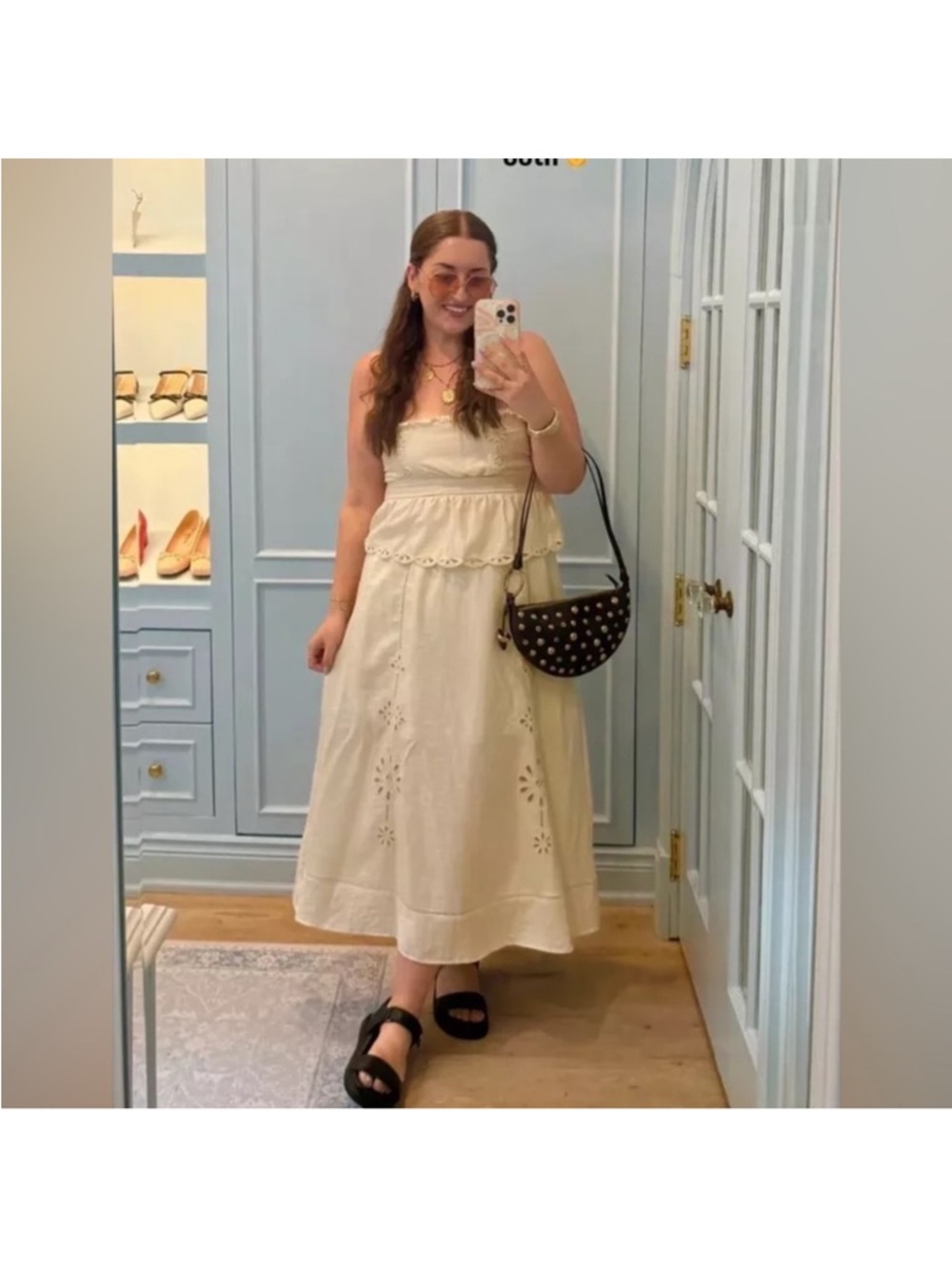 Zara NWT embroidered midi skirt ecru 8741/081